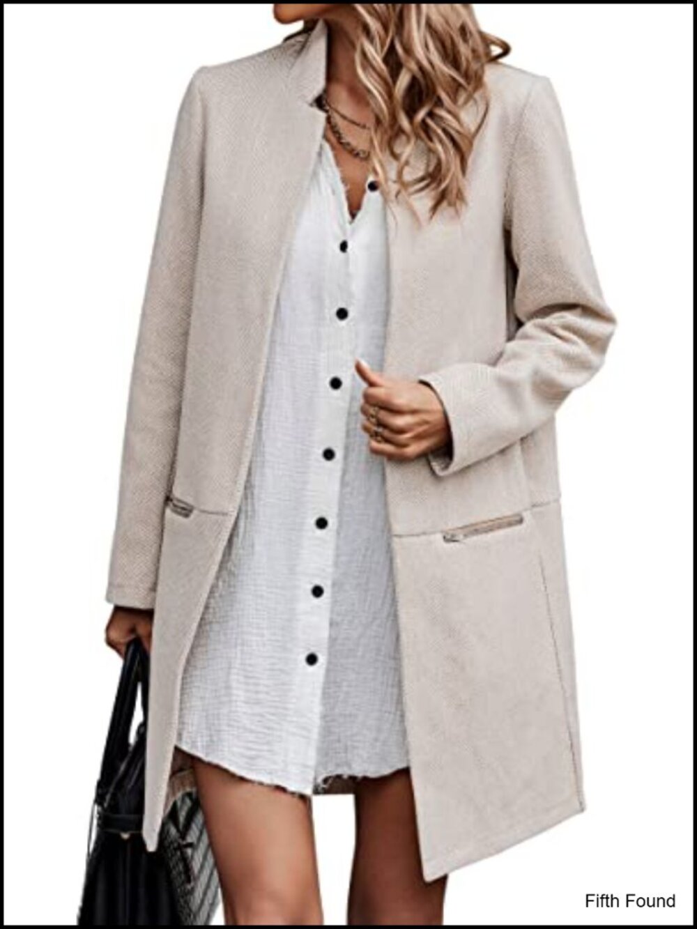 Women's Open Front Cardigan Coat Long Sleeve Stand Collar Mid-Long Overcoat